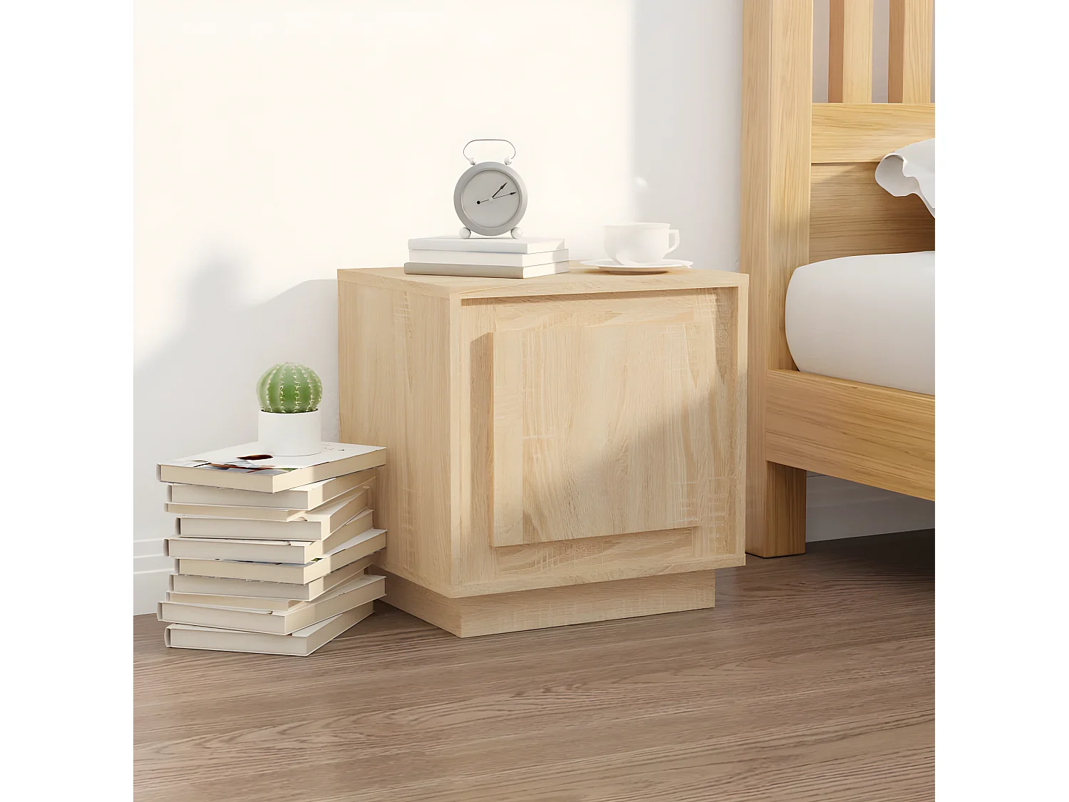 Mesitas de noche 2 unidades madera contrachapada roble 44x35x45 cm