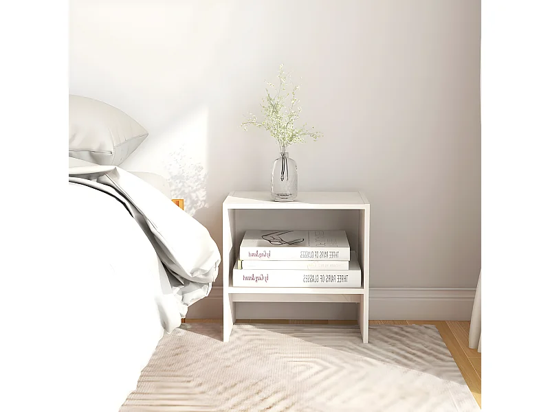 Table de chevet Blanc 40x30,5x40 cm Bois de pin massif