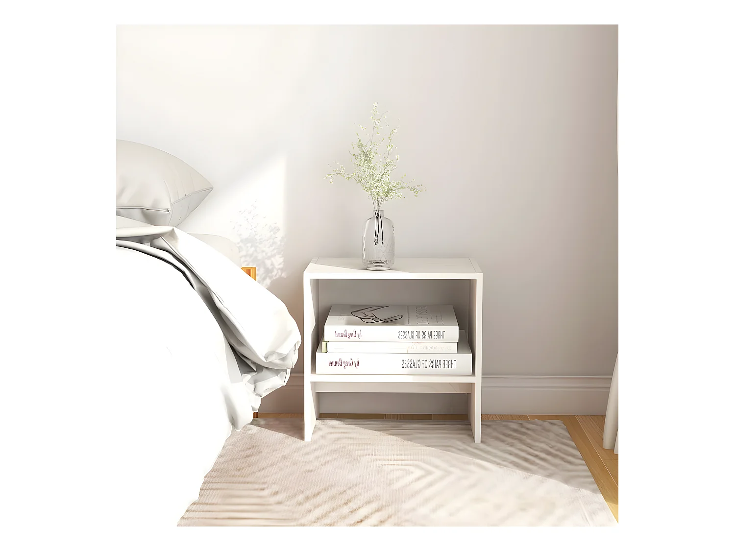 Table de chevet Blanc 40x30,5x40 cm Bois de pin massif