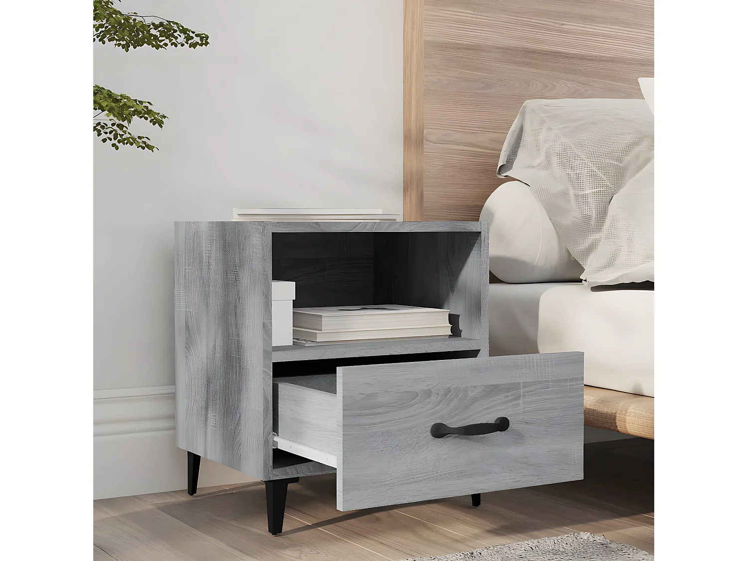 Table de chevet Sonoma gris Bois d'ingénierie