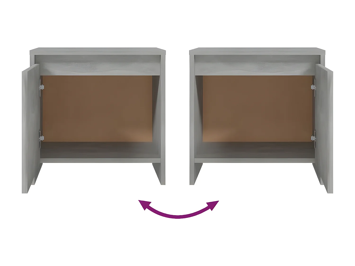 Table de chevet gris béton 45x34x44,5 cm bois d'ingénierie