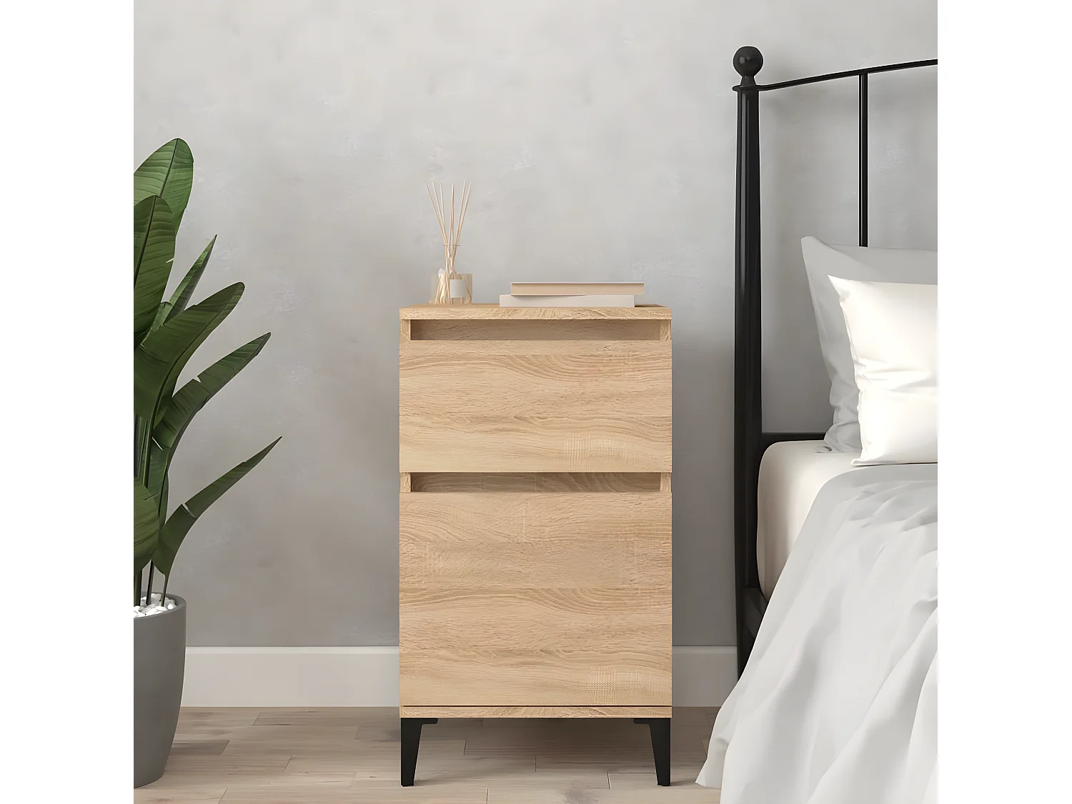 Table de chevet chêne sonoma 40x35x70 cm