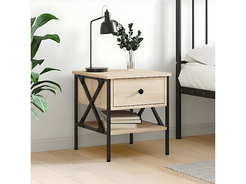 Mesa de cabeceira 40x42x45 cm derivados madeira carvalho sonoma