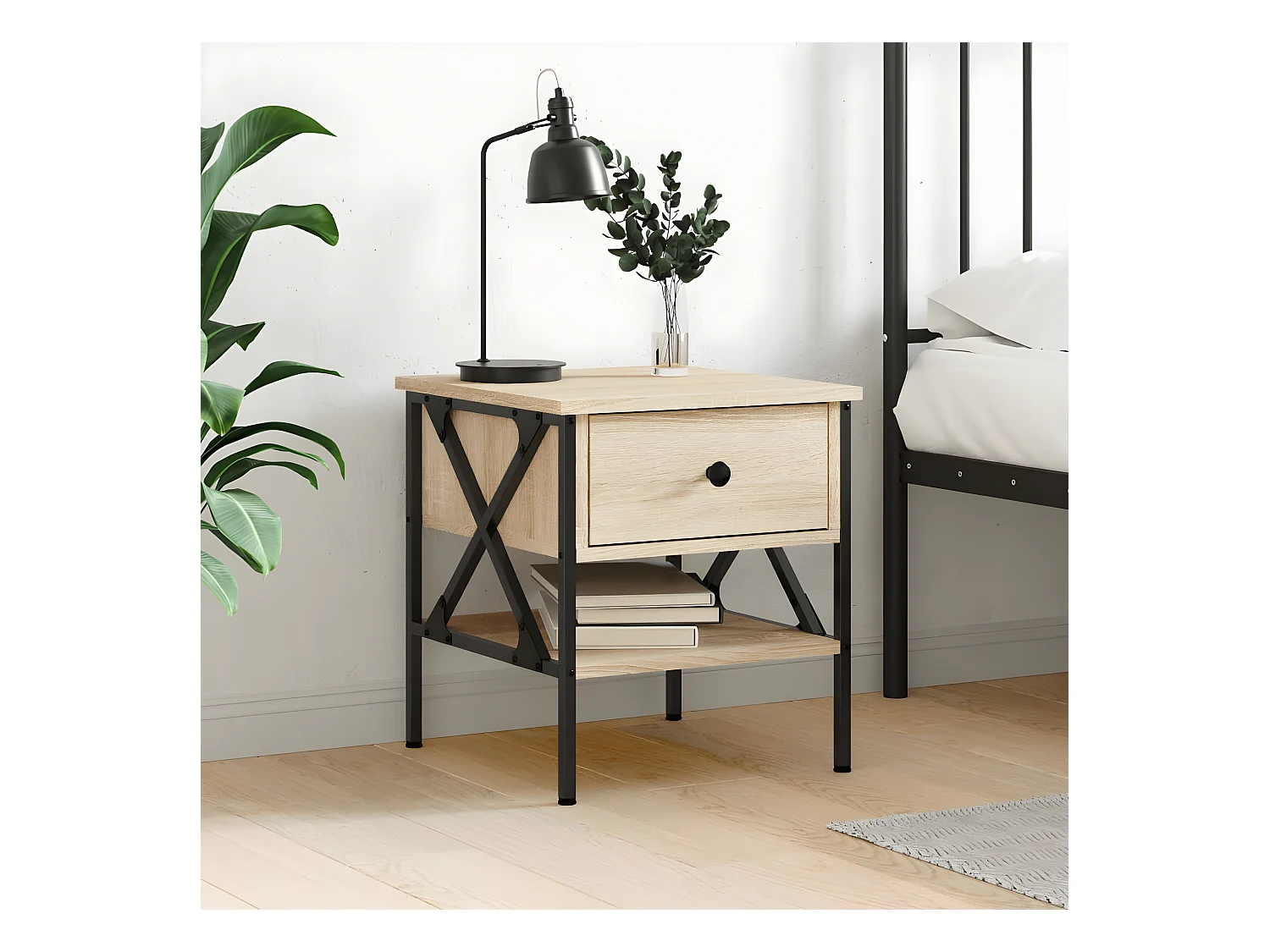 Table de chevet chêne sonoma 40x42x45 cm bois d'ingénierie
