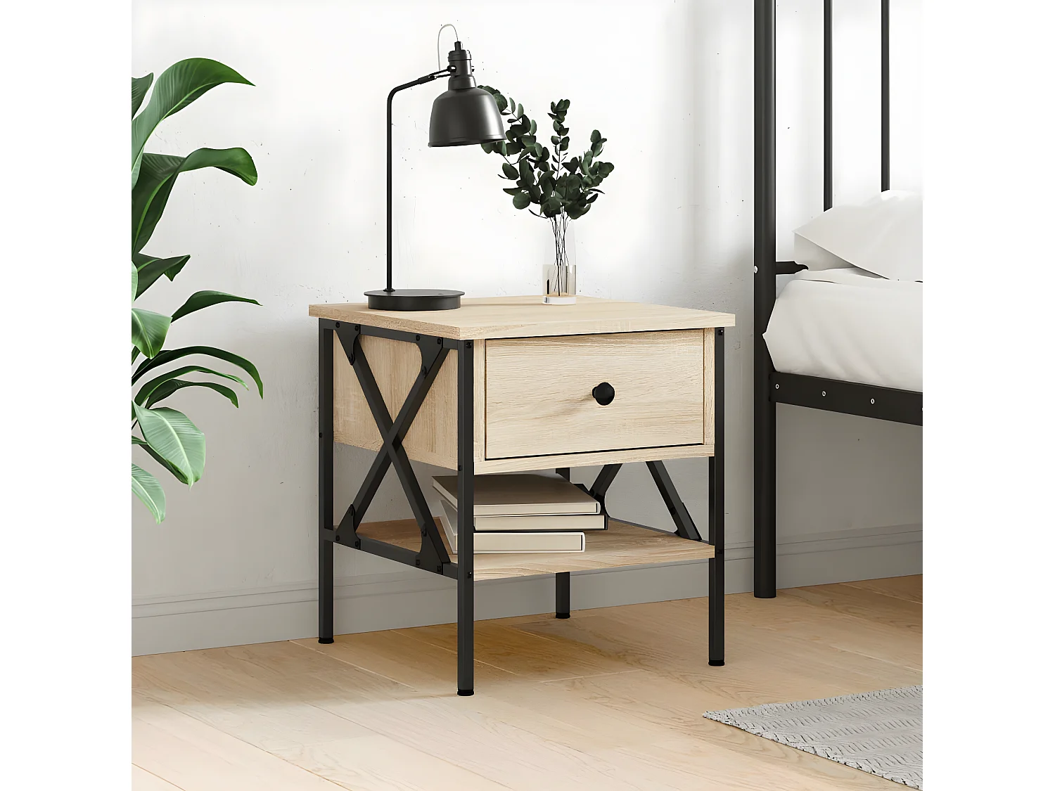 Mesa de cabeceira 40x42x45 cm derivados madeira carvalho sonoma