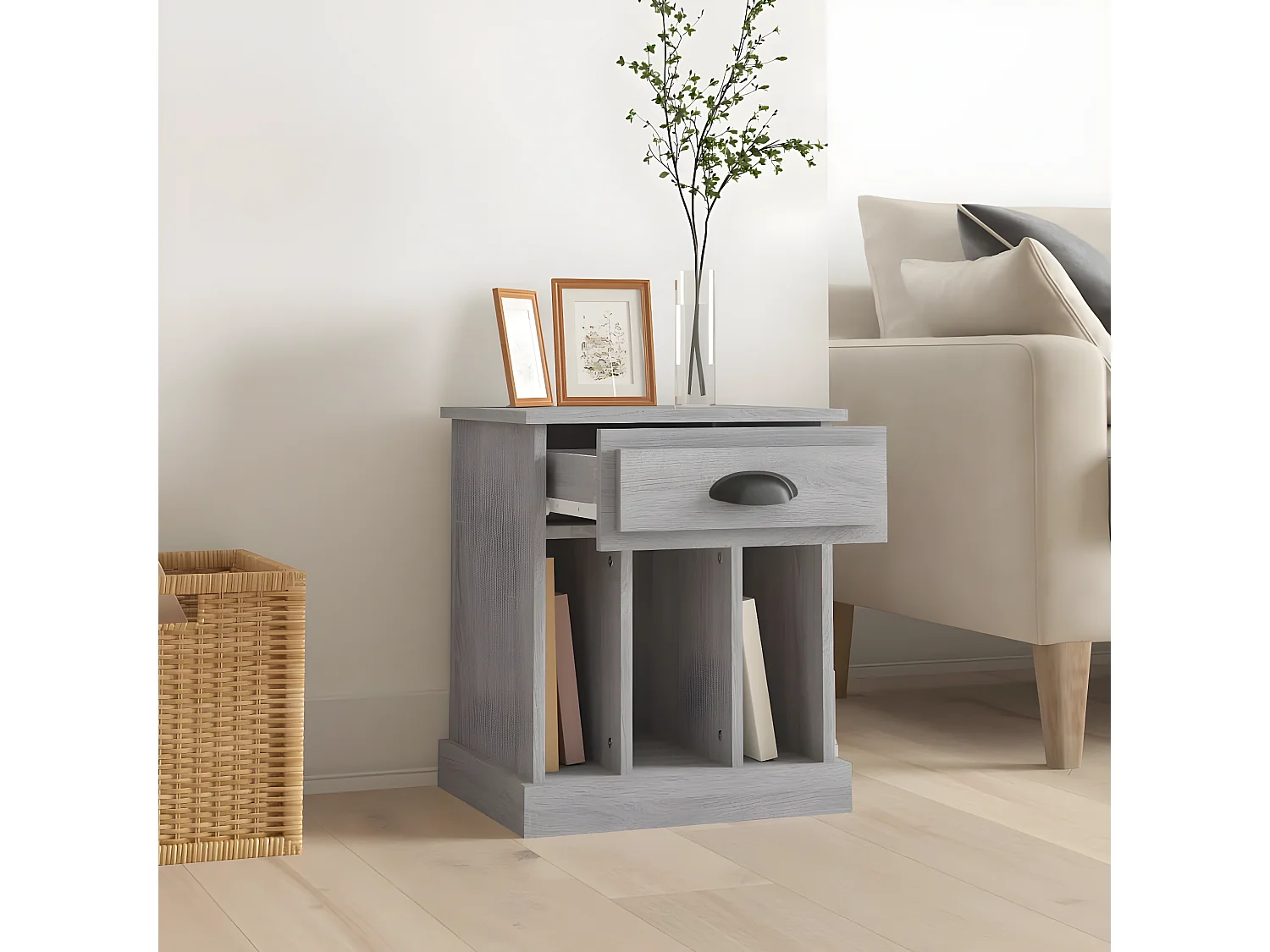 Table de chevet sonoma gris 43x36x50 cm