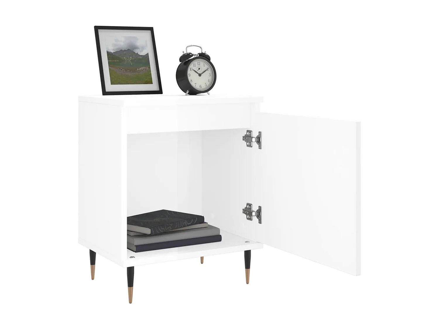 Table de chevet blanc brillant 40x30x50 cm bois d’ingénierie