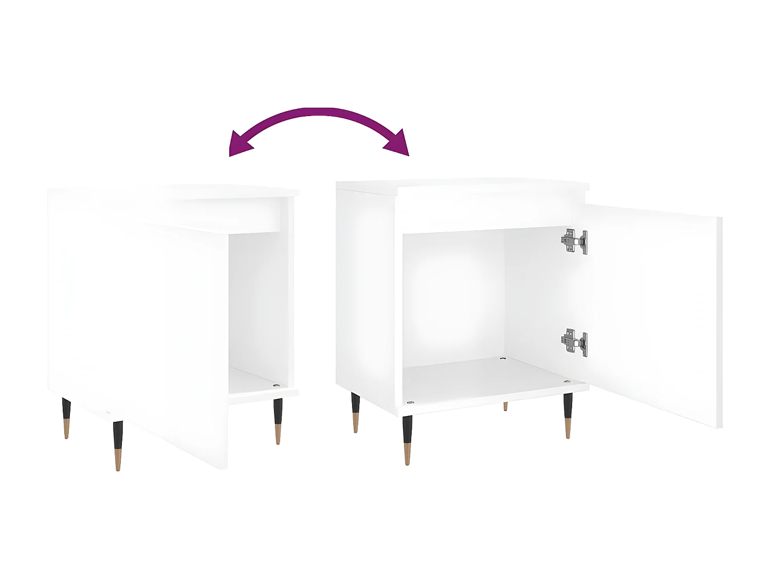 Table de chevet blanc brillant 40x30x50 cm bois d’ingénierie