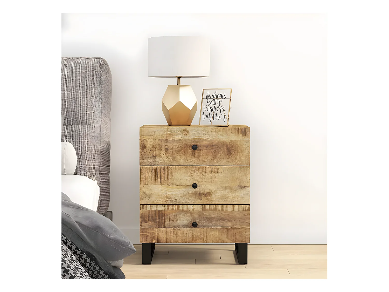 Table de chevet 50x33x62 cm Bois de manguier et d'ingénierie