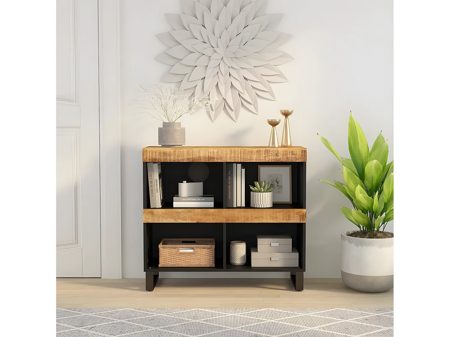 Armario auxiliar de madera maciza de mango 85x33x75 cm