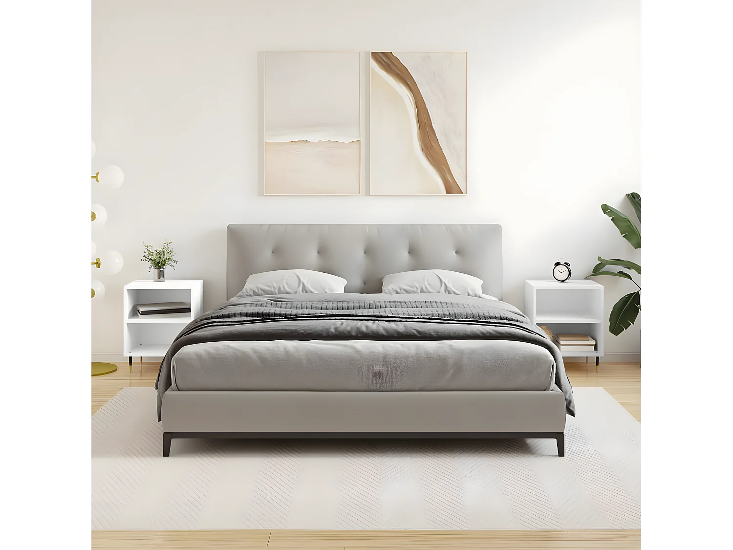 Mesitas de noche 2 unidades madera de ingeniería blanco 40x30x50 cm