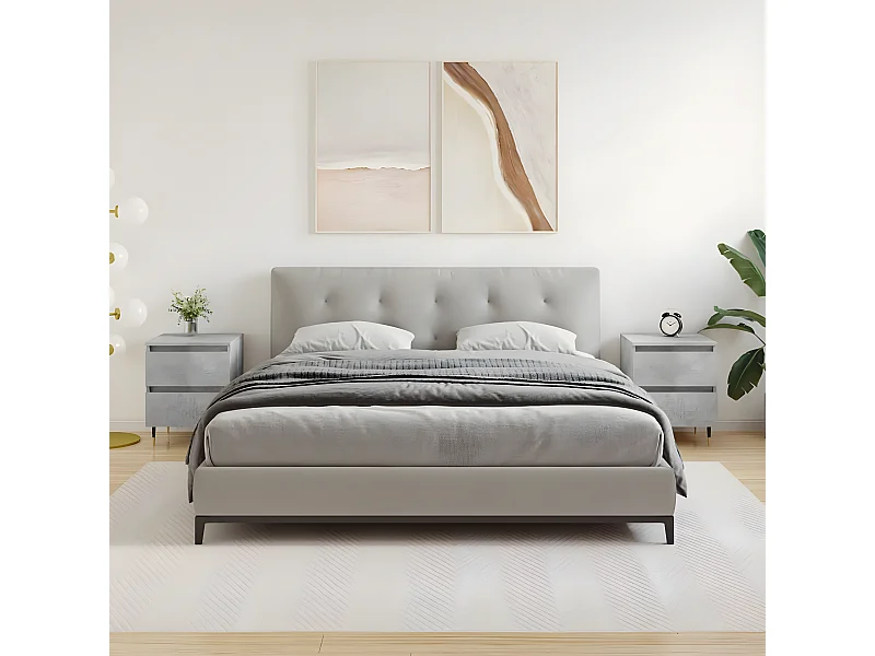 Mesitas noche 2 unidades madera ingeniería gris hormigón 40x35x50 cm