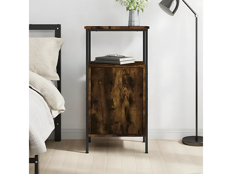 Table de chevet chêne fumé 41x31x80 cm bois d'ingénierie
