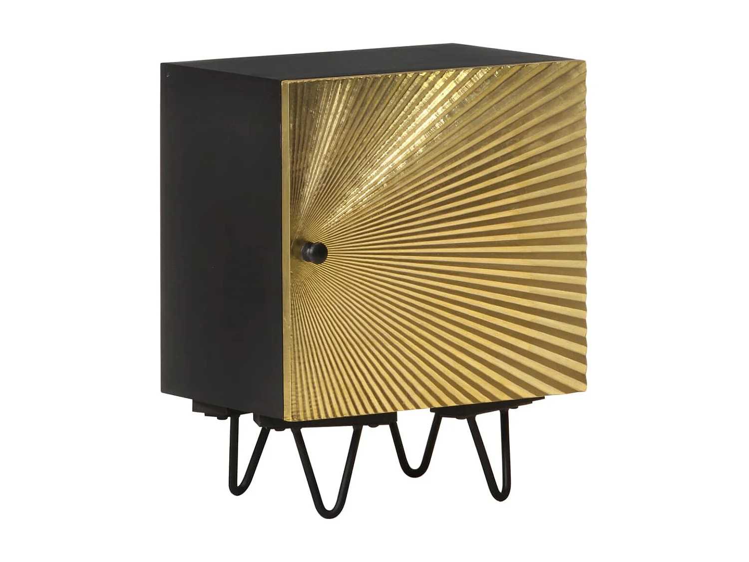 Nachtkastje met messing voorkant 40x30x50 cm massief mangohout