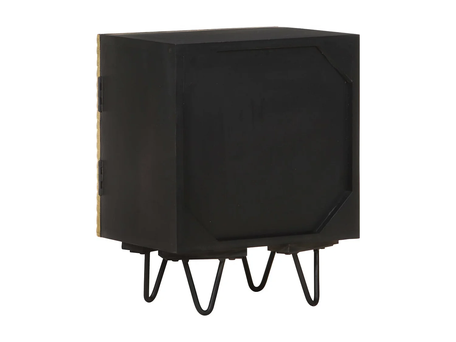 Table de chevet avec front en laiton 40x30x50cm Manguier massif