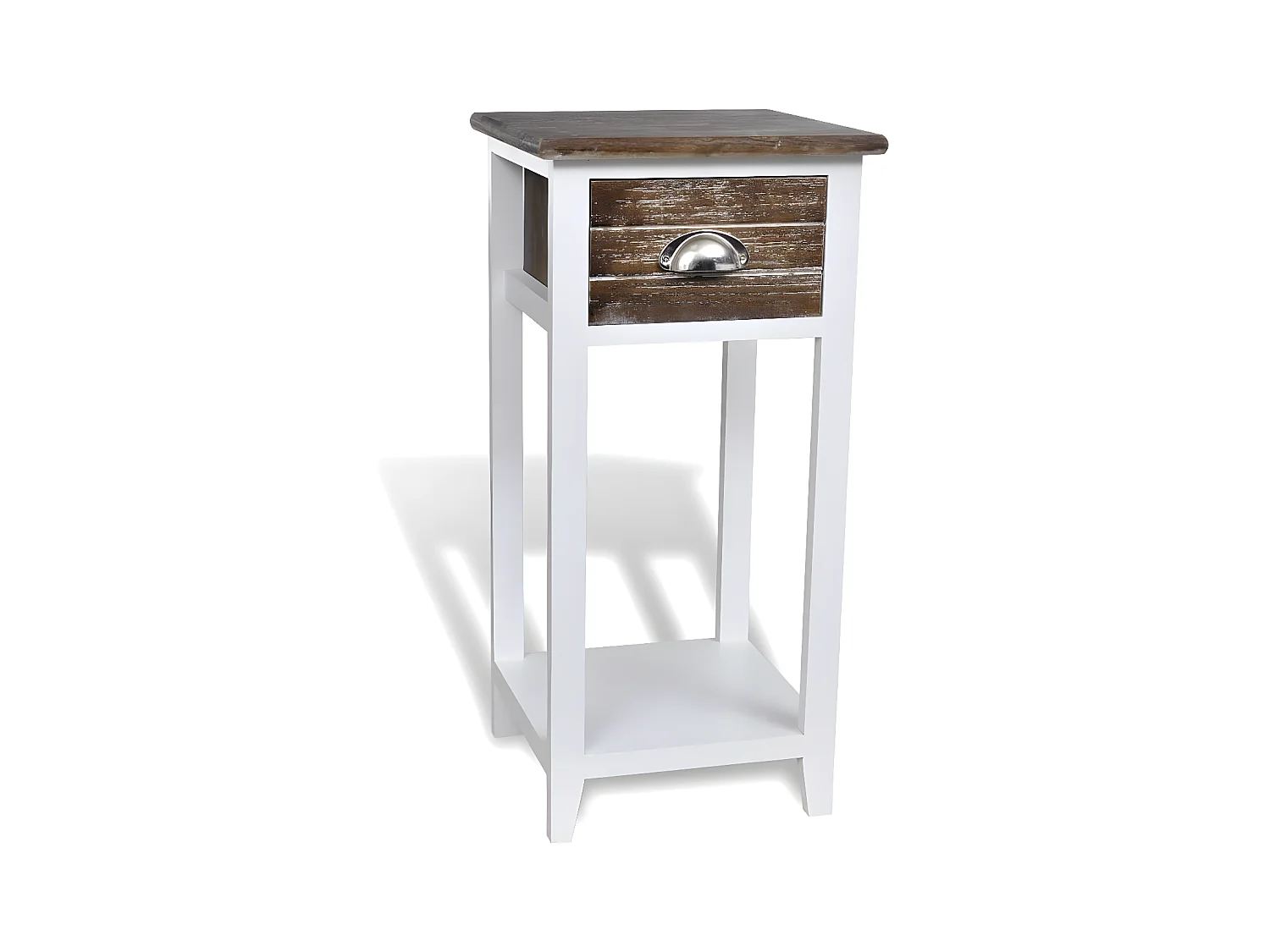 Table de chevet avec 1 tiroir Marron et blanc