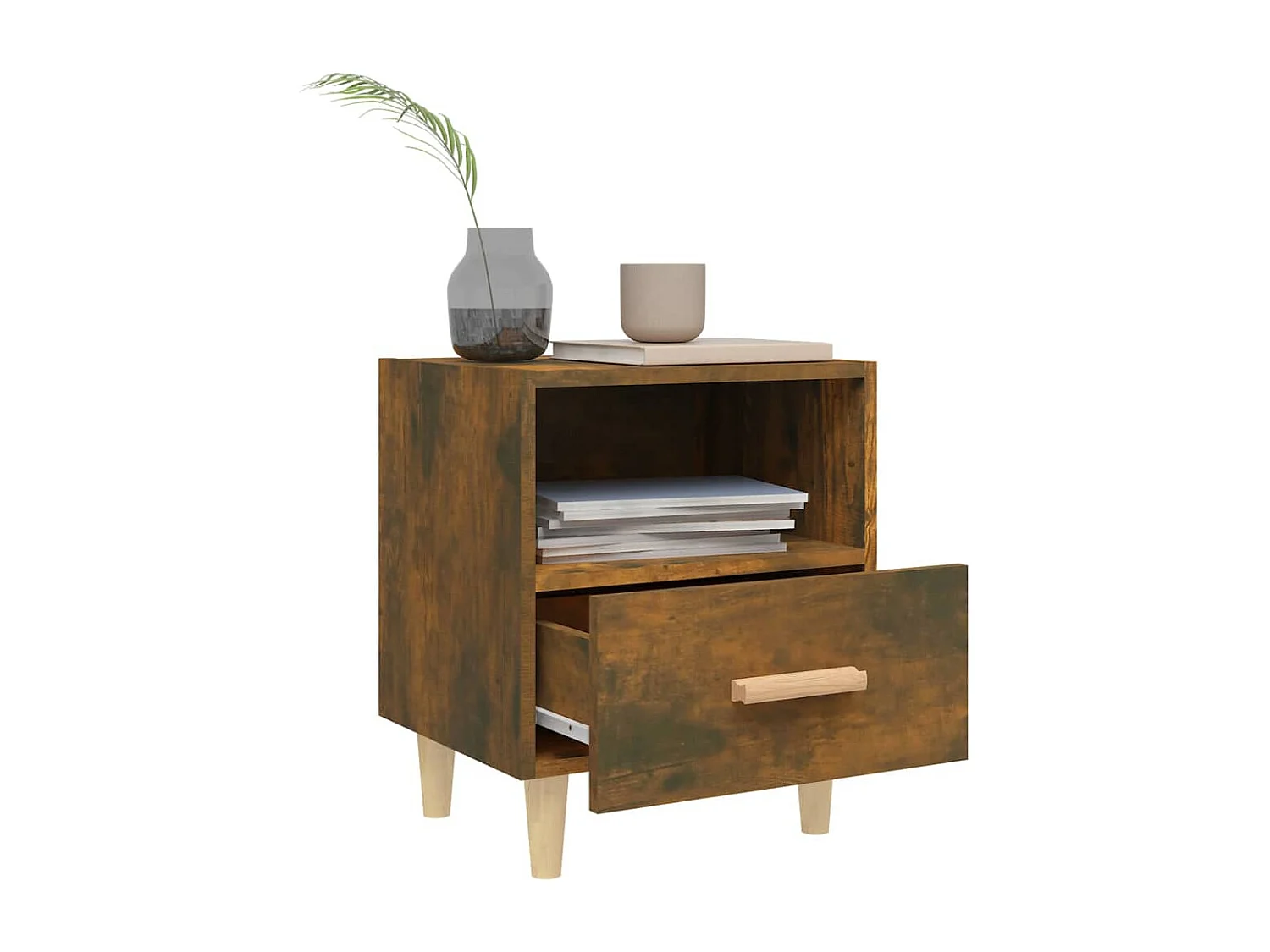 Table de chevet Chêne fumé 40x35x47 cm