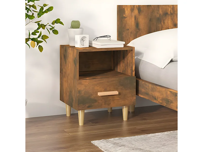 Table de chevet Chêne fumé 40x35x47 cm