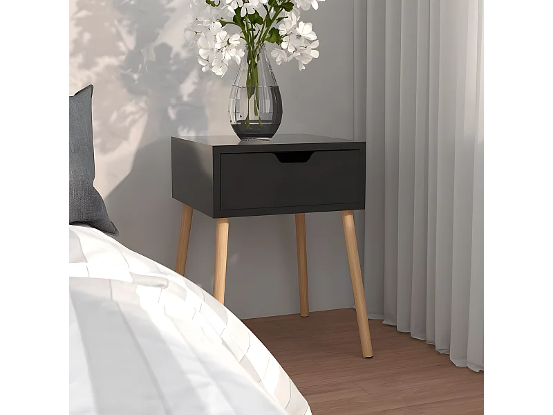 Table de chevet Noir brillant 40x40x56 cm Aggloméré