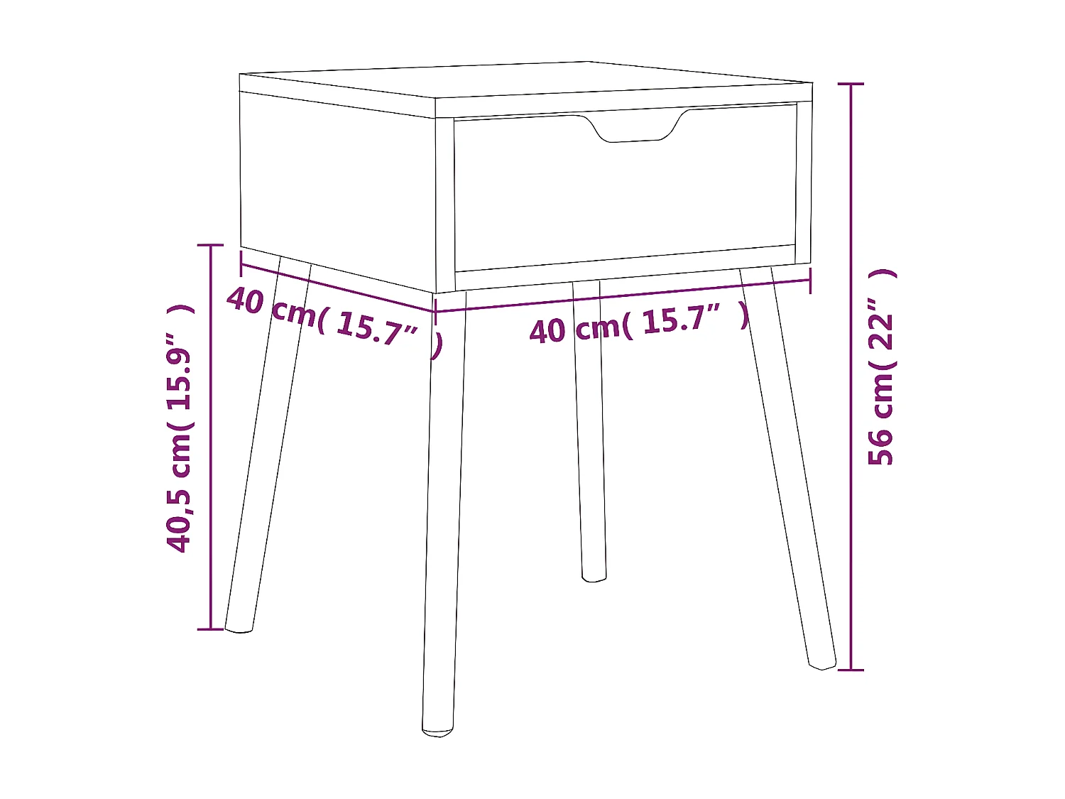 Table de chevet Noir brillant 40x40x56 cm Aggloméré