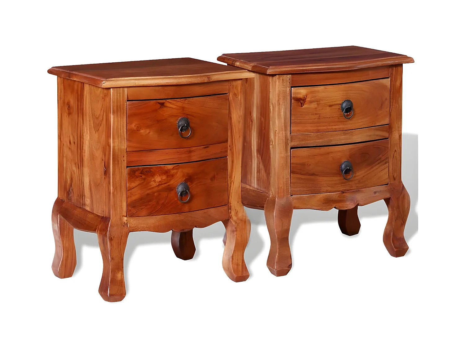 Tables de chevet avec tiroirs 2 pièces Bois d'acacia massif