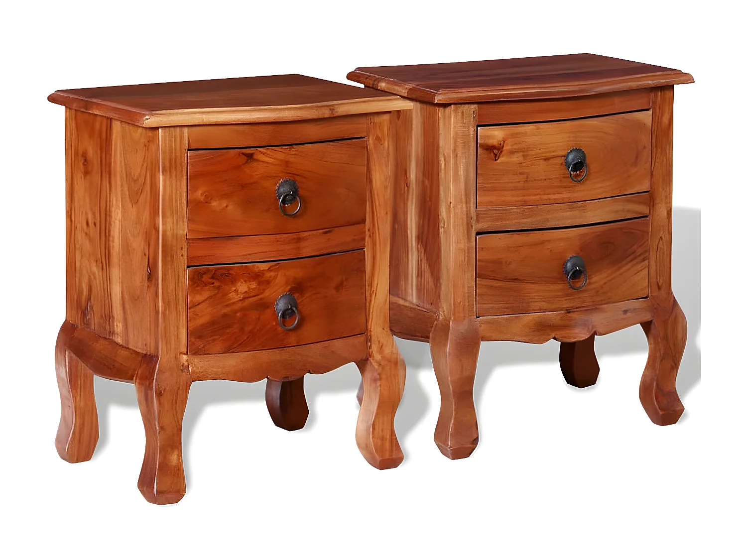 Tables de chevet avec tiroirs 2 pièces Bois d'acacia massif