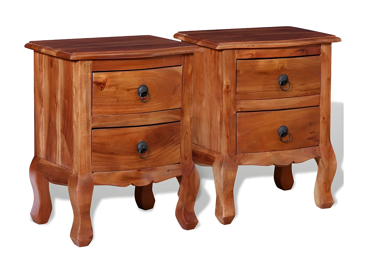 Tables de chevet avec tiroirs 2 pièces Bois d'acacia massif