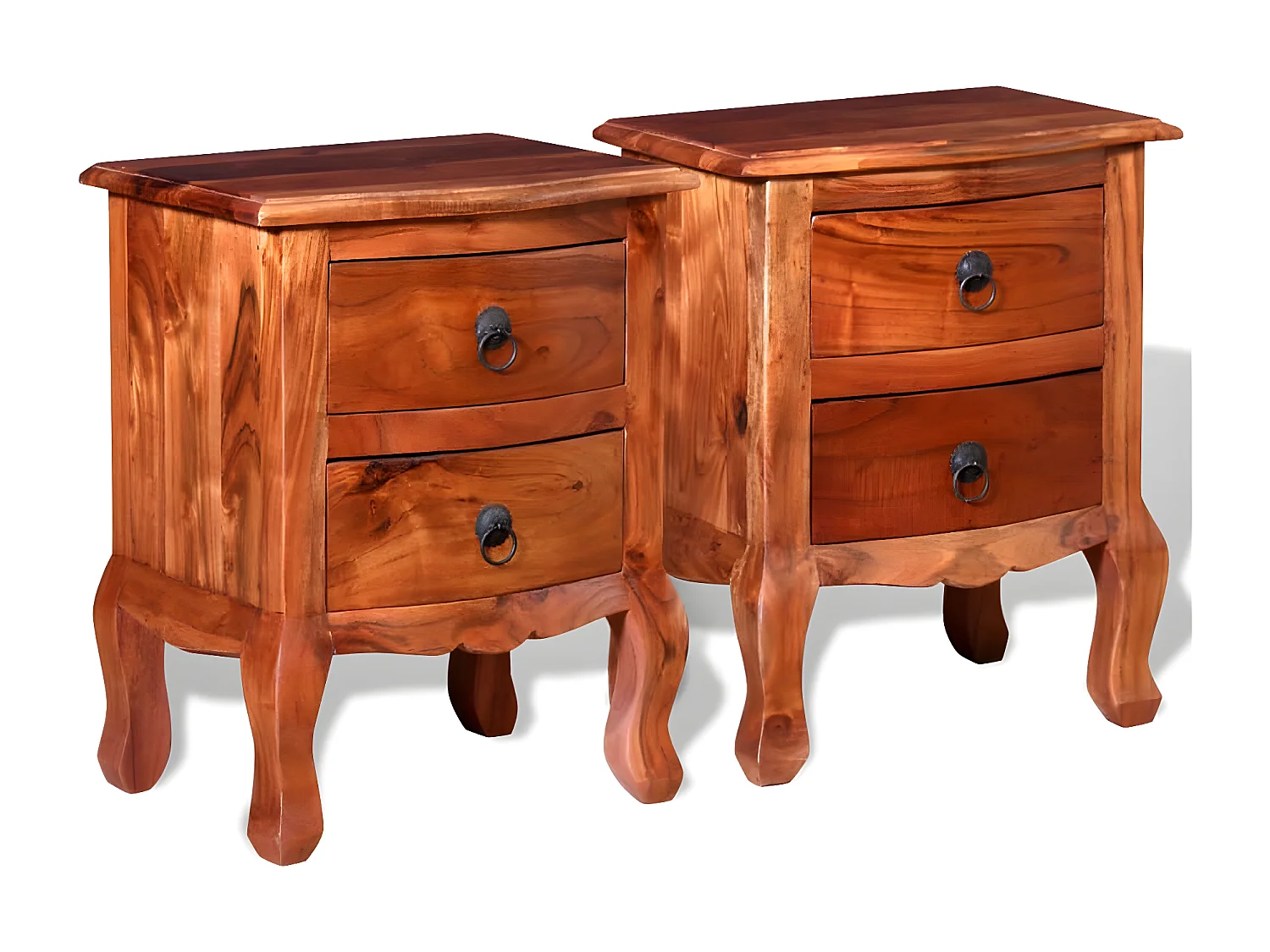 Tables de chevet avec tiroirs 2 pièces Bois d'acacia massif