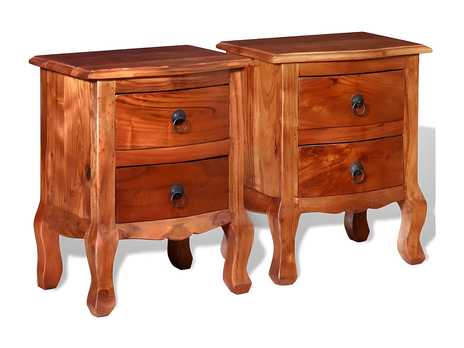 Tables de chevet avec tiroirs 2 pièces Bois d'acacia massif