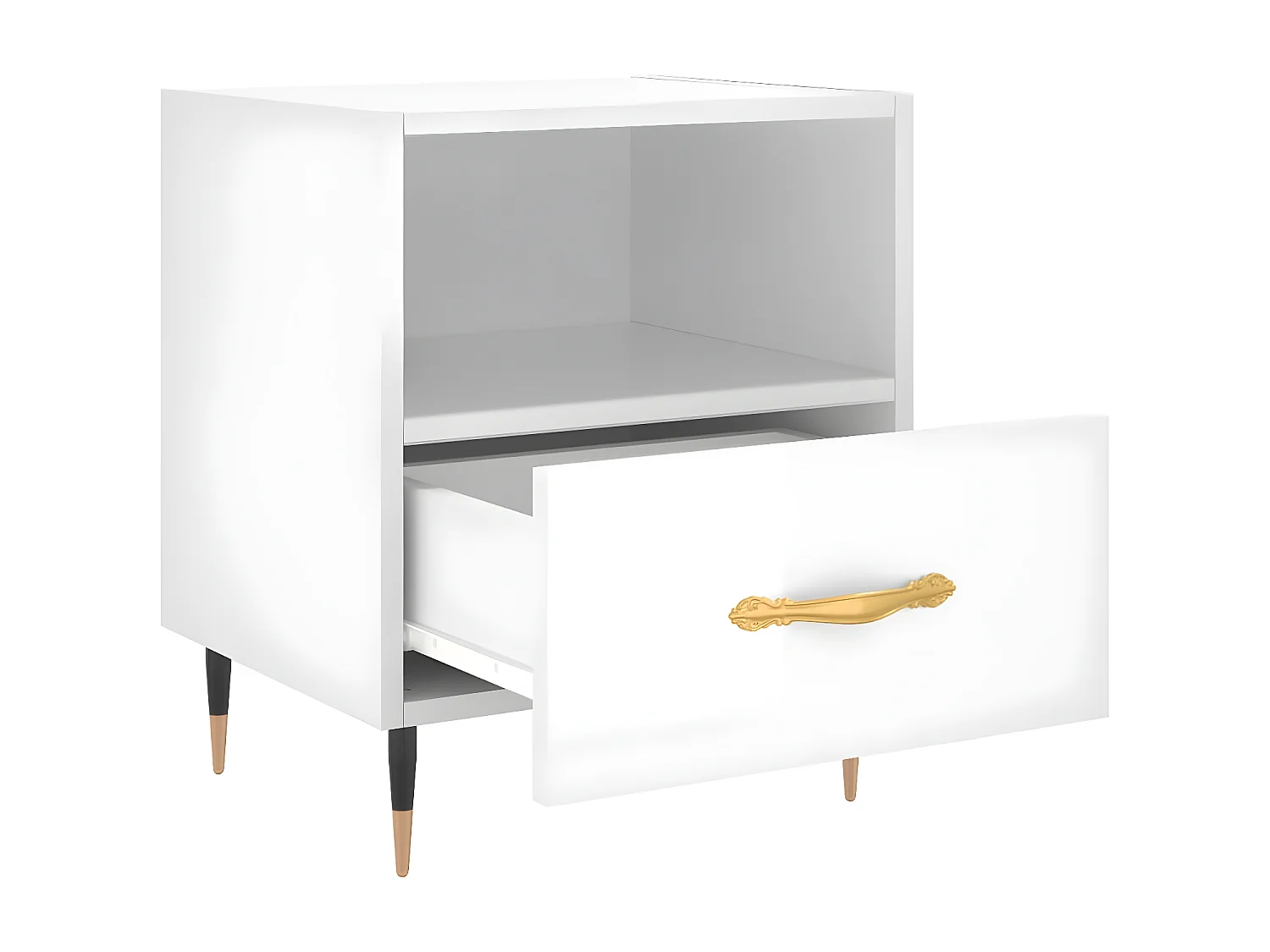 Mesa de cabeceira derivados de madeira branco brilhante