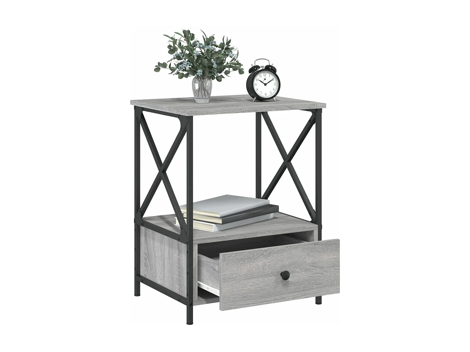 Table de chevet sonoma gris 50x41x65 cm bois d'ingénierie