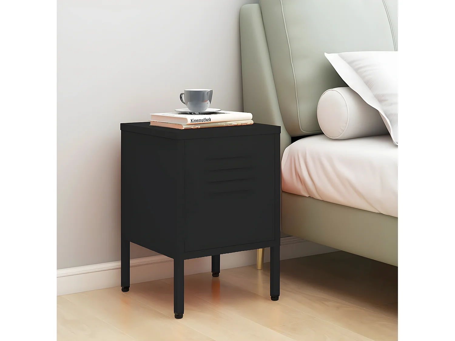 Mesa de cabeceira 35x35x51 cm aço preto