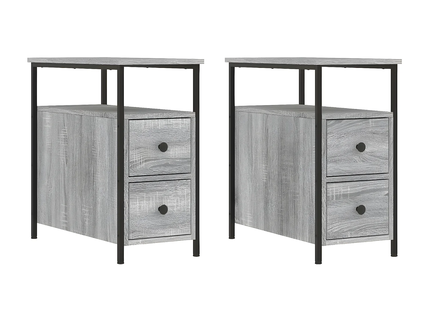 Mesas de cabeceira 2 peças derivados madeira sonoma cinza