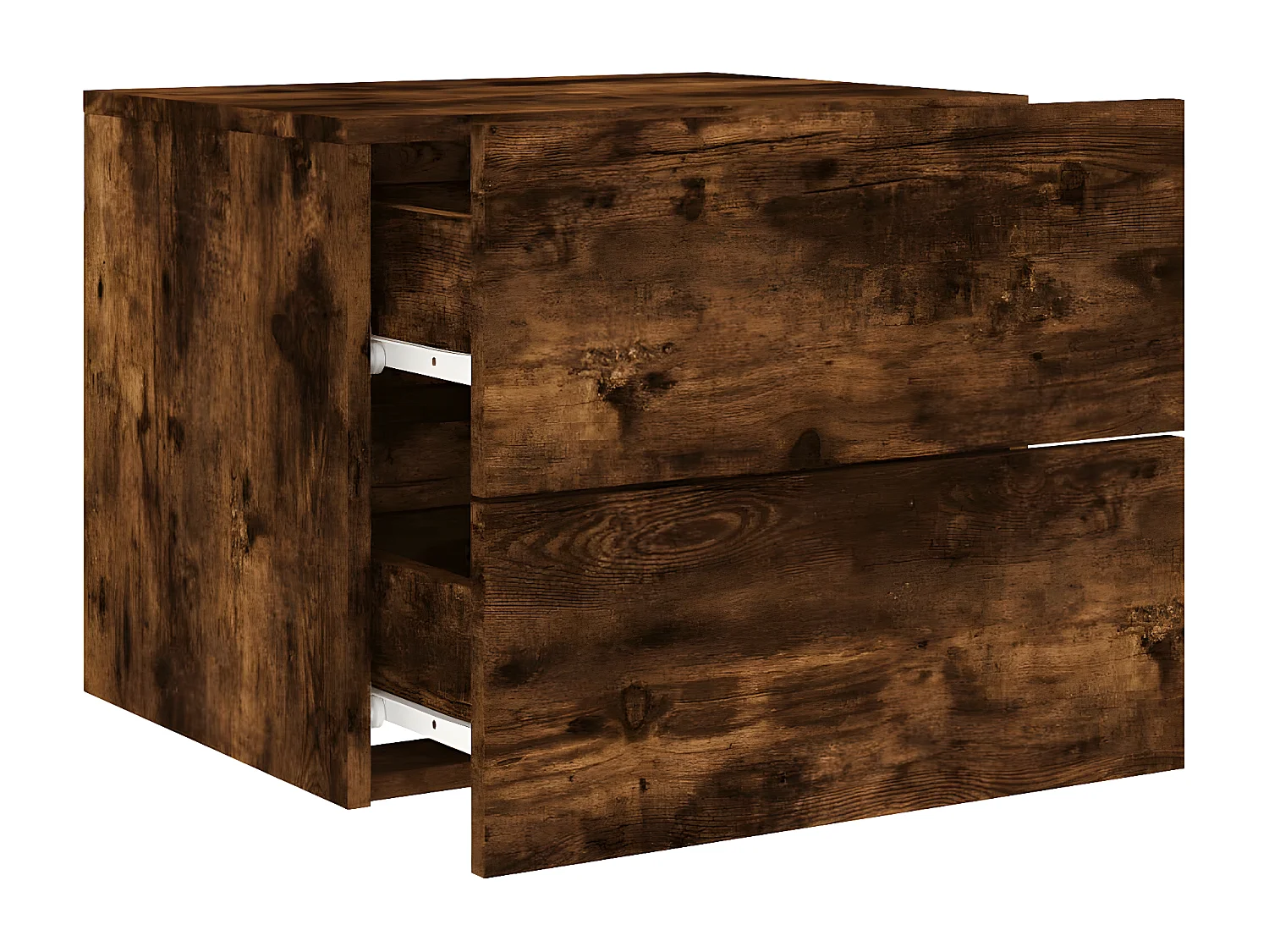 Table de chevet murale avec lumières LED chêne fumé