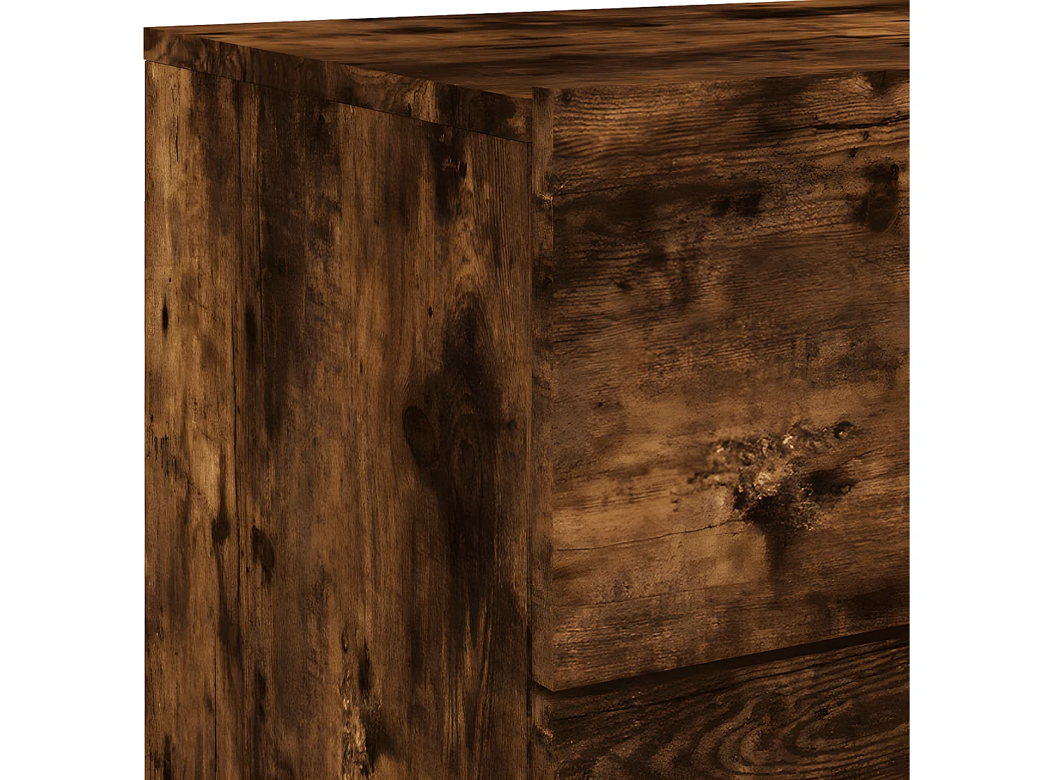 Table de chevet murale avec lumières LED chêne fumé