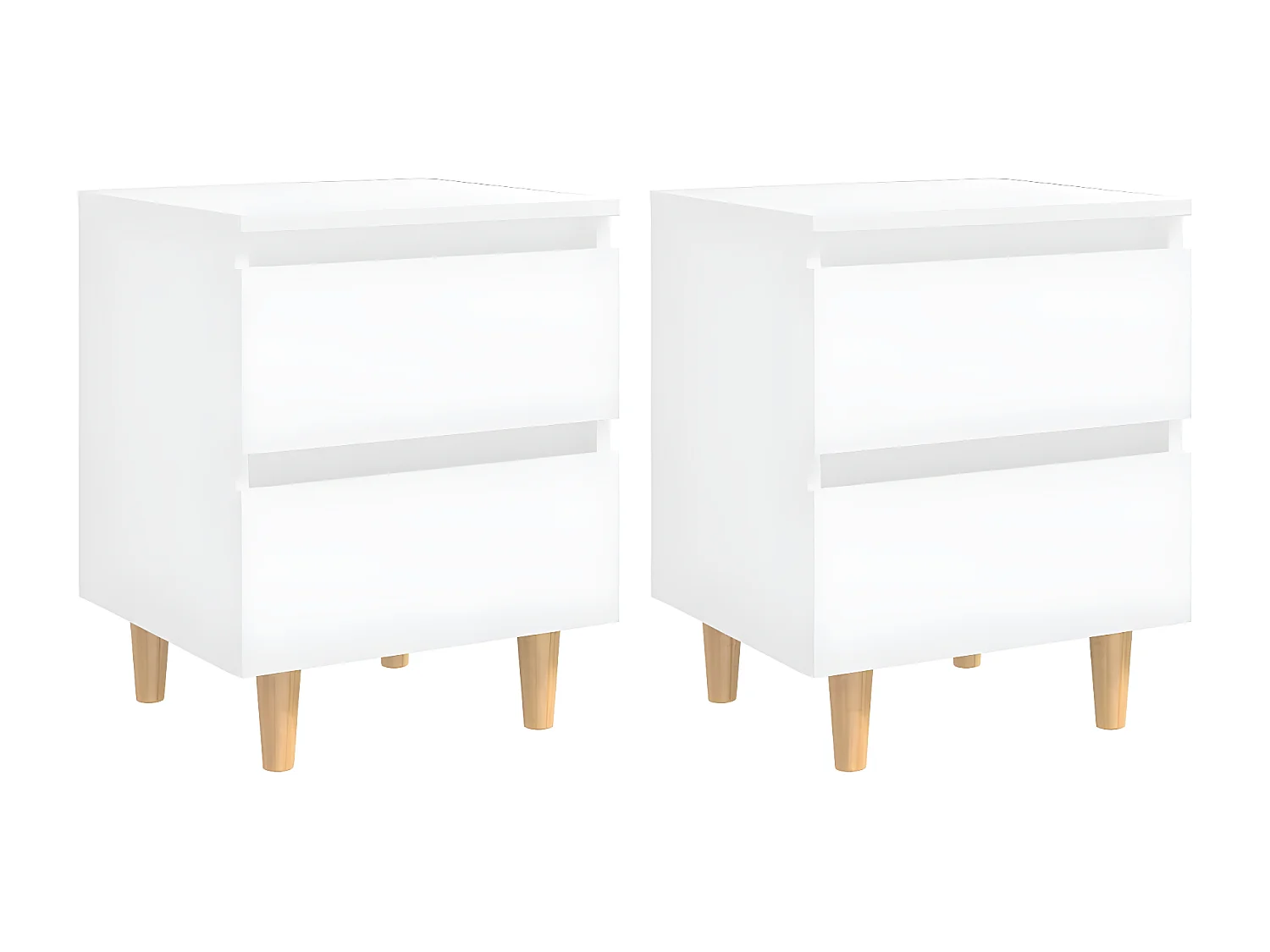 Tables de chevet avec pieds en pin 2 pièces Blanc 40x35x50 cm