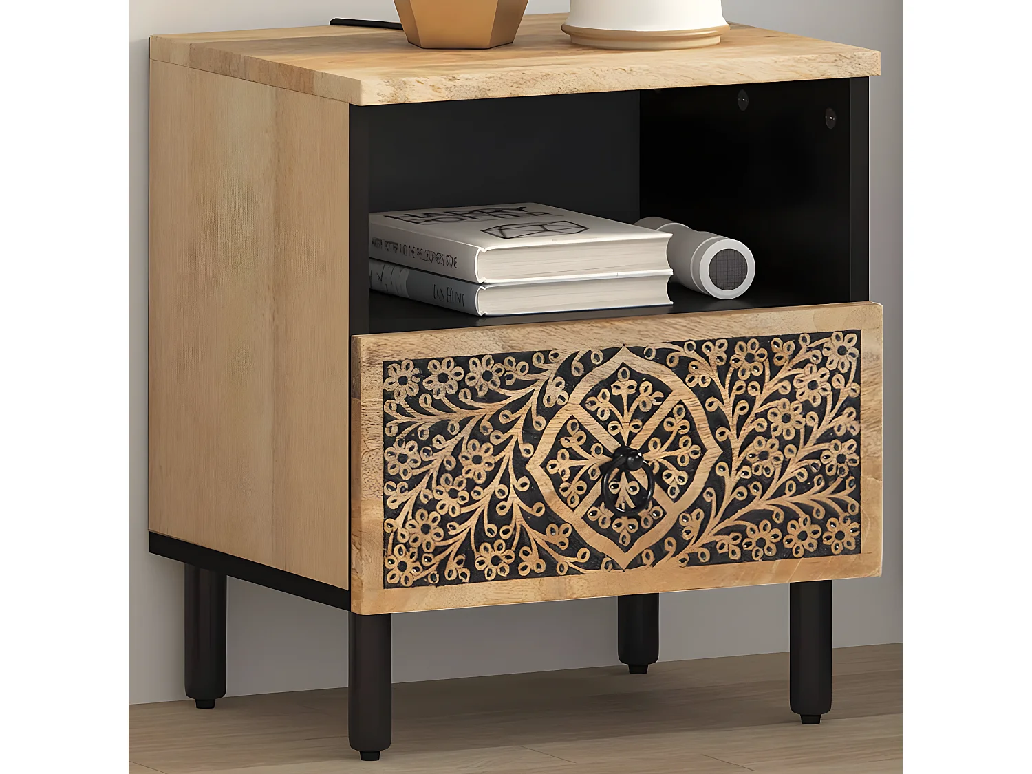 Table de chevet 40x33x46 cm Bois de manguier solide