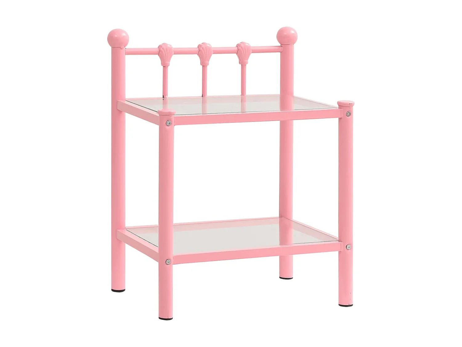 Mesita de noche metal vidrio rosa y transparente 45x34,5x60,5cm