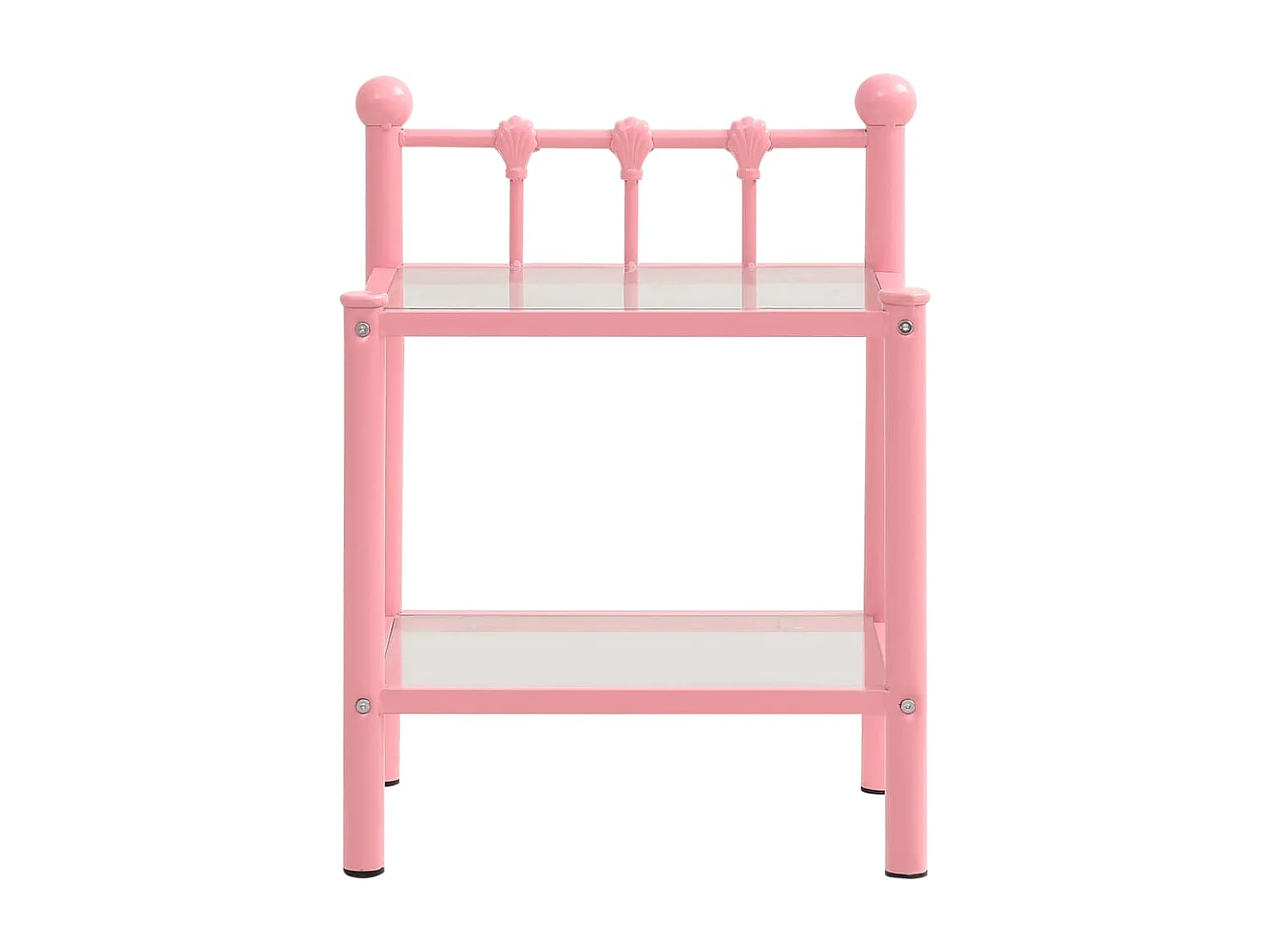 Mesita de noche metal vidrio rosa y transparente 45x34,5x60,5cm