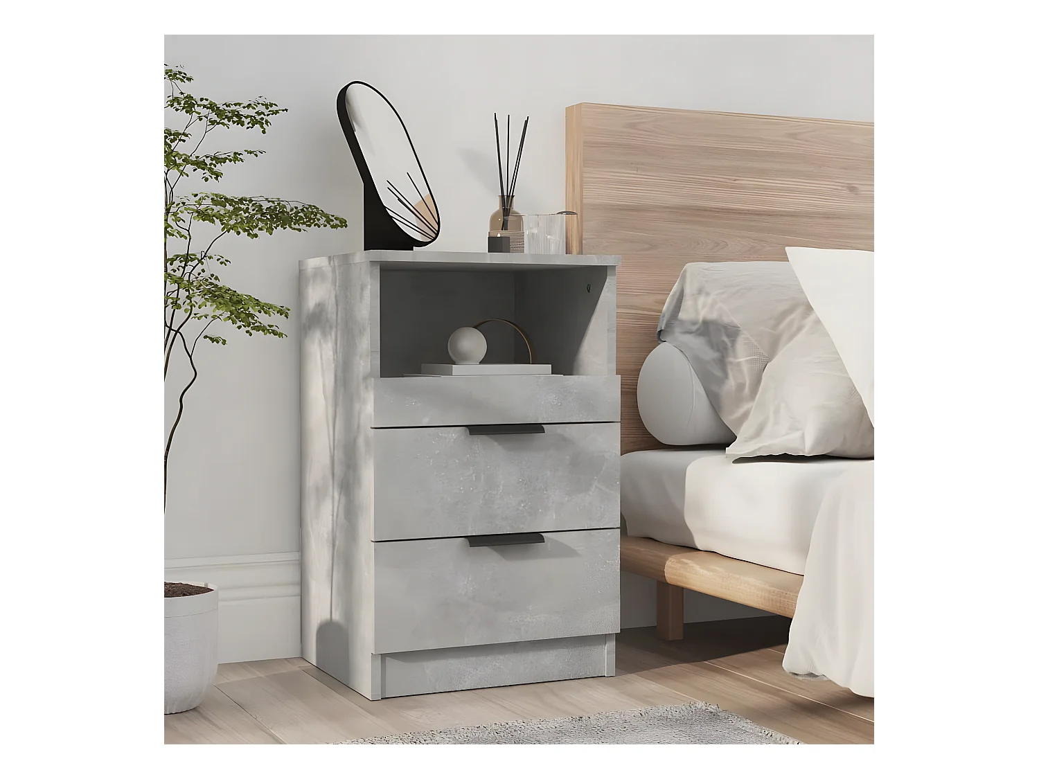 Table de chevet Gris béton Bois d'ingénierie
