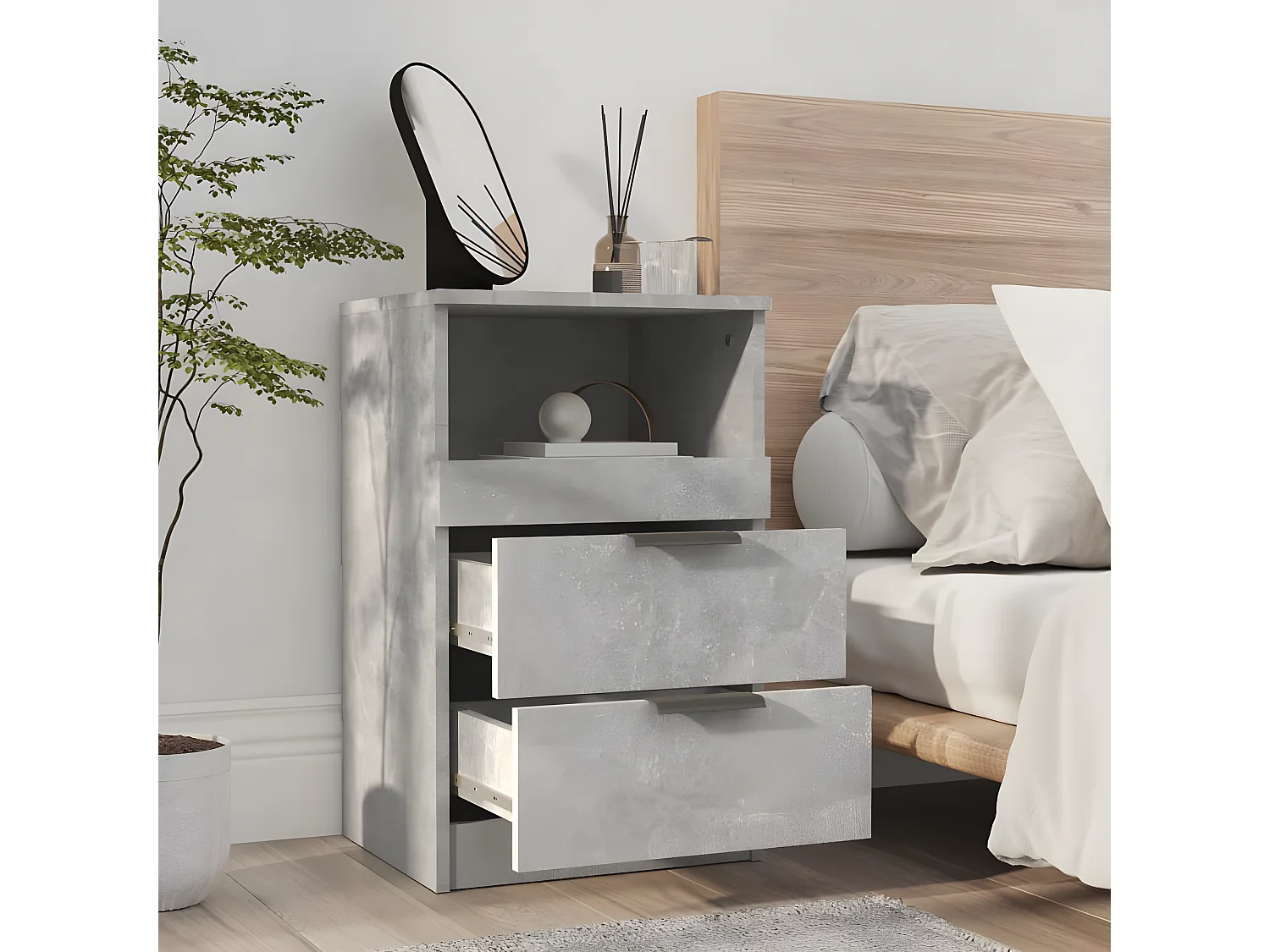 Table de chevet Gris béton Bois d'ingénierie