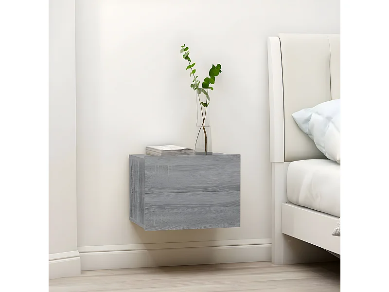 Mesita de noche madera contrachapada gris Sonoma 40x30x30 cm