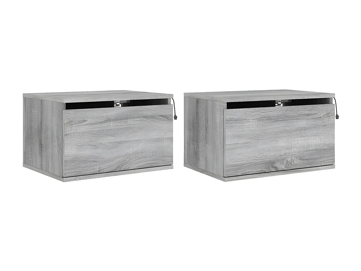 Tables de chevet murales avec lumières LED 2 pièces sonoma gris
