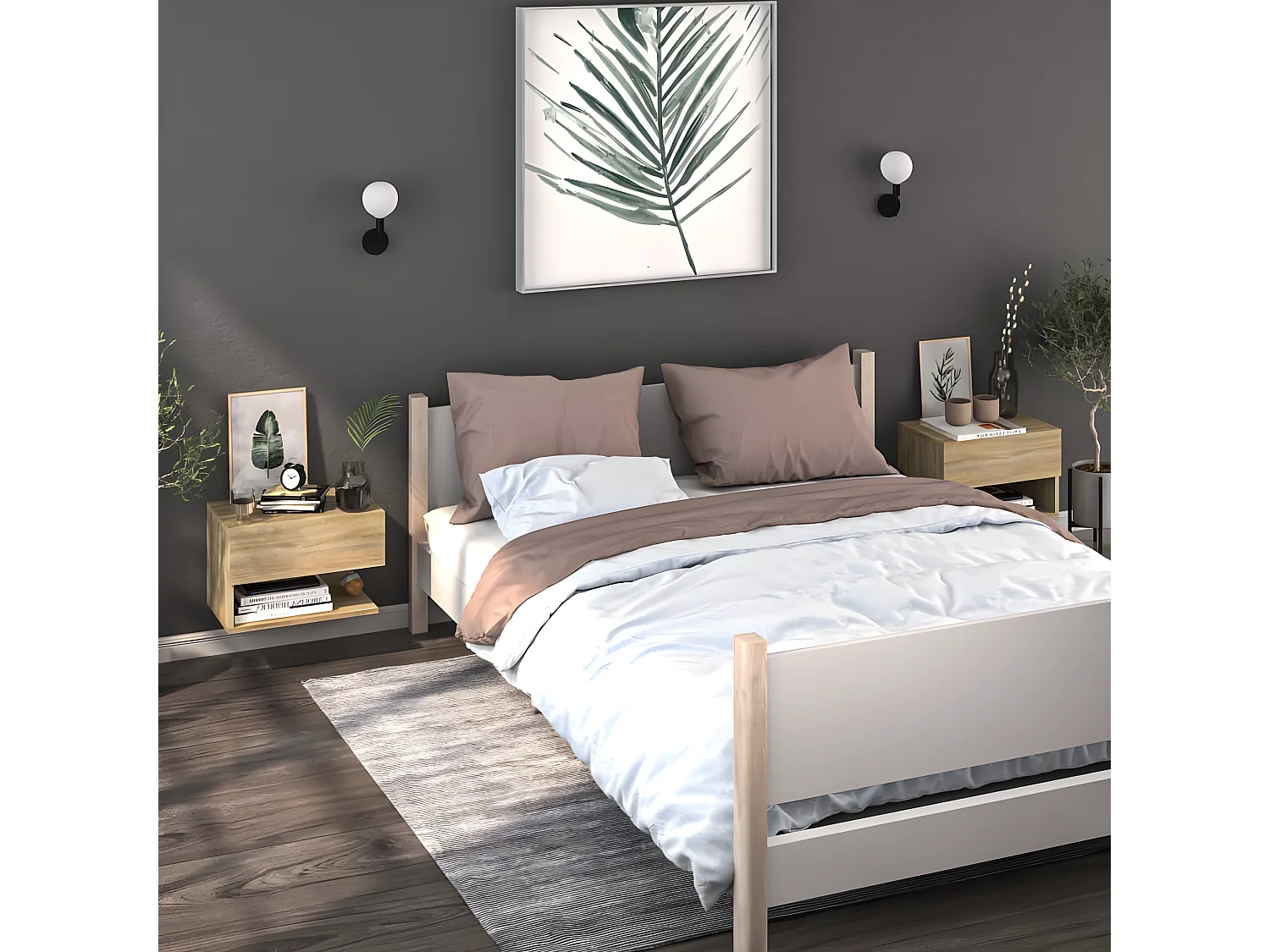 Table de chevet murale Chêne sonoma