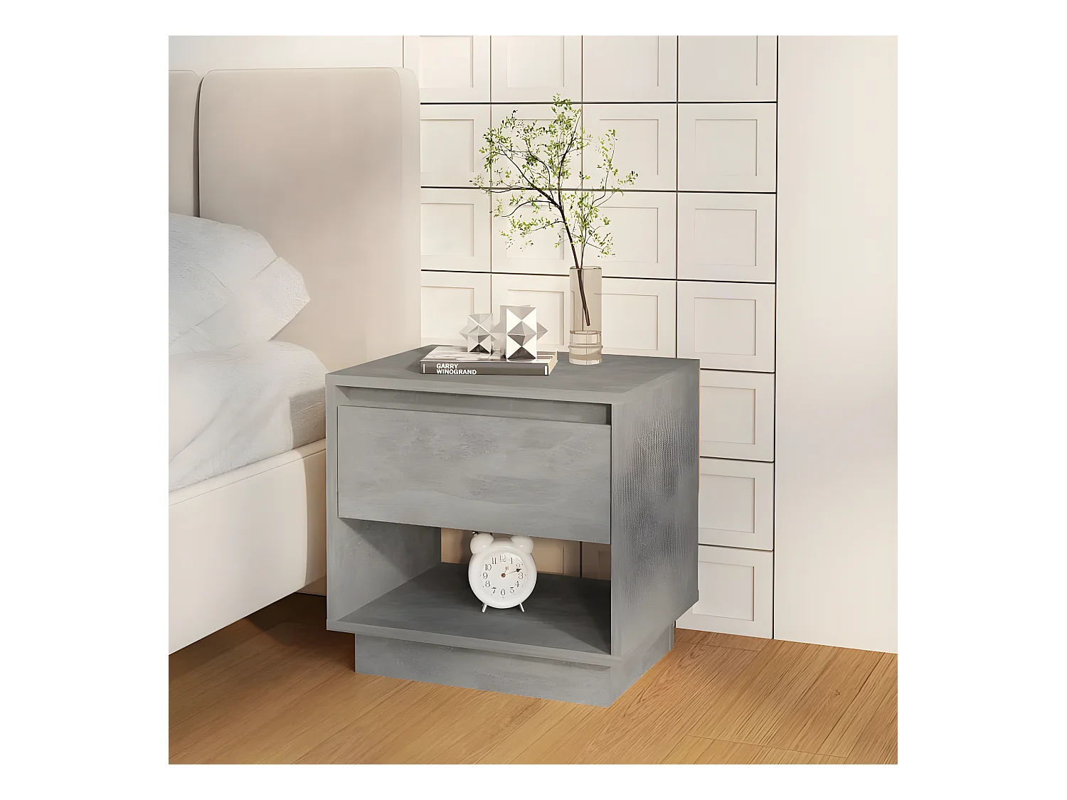 Table de chevet Gris béton 45x34x44 cm Aggloméré