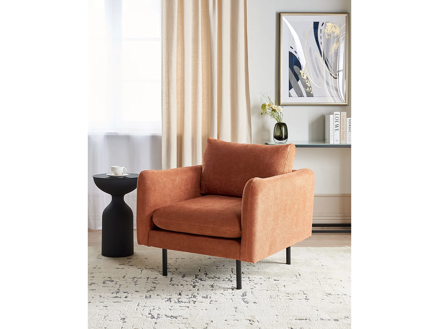 Fauteuil VINTERBRO Tissu chenille Marron doré