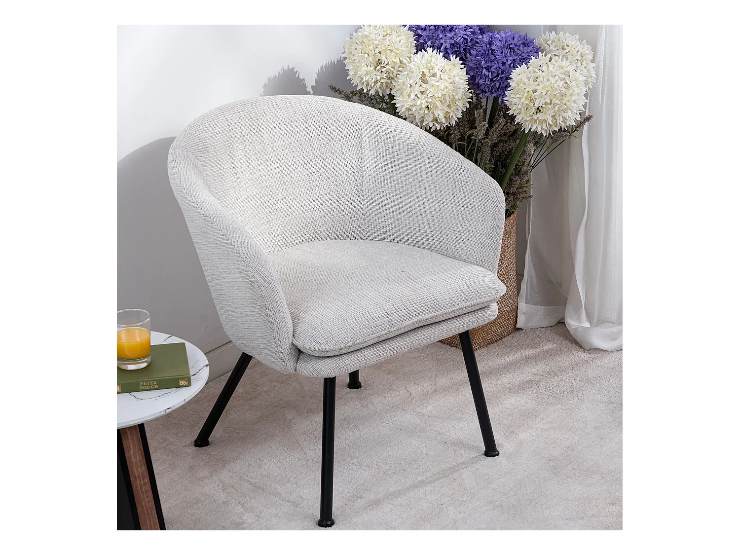 Lot de 2 chaises de salle à manger en tissu scandinave,DIXIER FABRIC BEIGE
