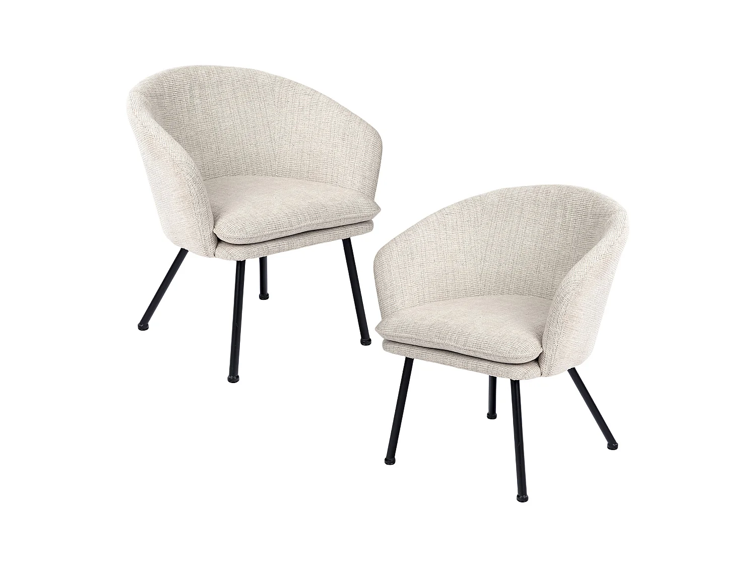 Lot de 2 chaises de salle à manger en tissu scandinave,DIXIER FABRIC BEIGE