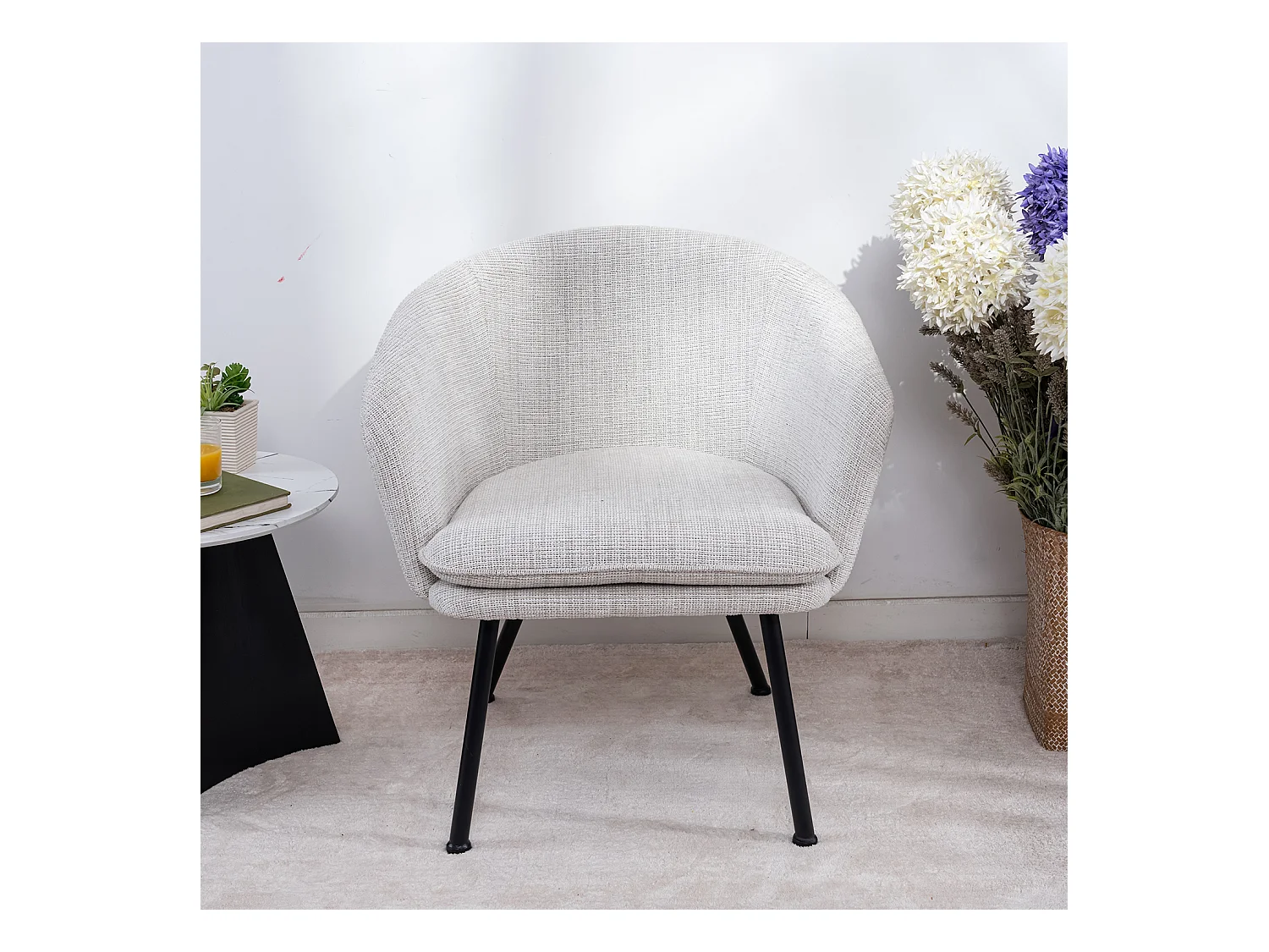 Lot de 2 chaises de salle à manger en tissu scandinave,DIXIER FABRIC BEIGE