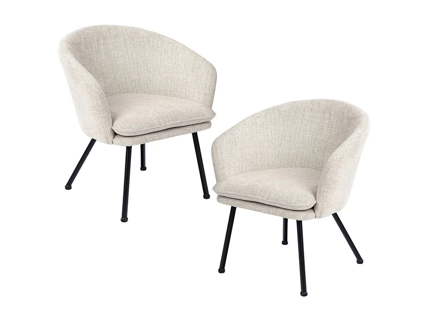 Lot de 2 chaises de salle à manger en tissu scandinave,DIXIER FABRIC BEIGE